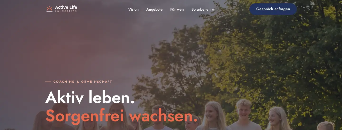 Webseite Active Life Foundation — Coaching und Gemeinschaft
