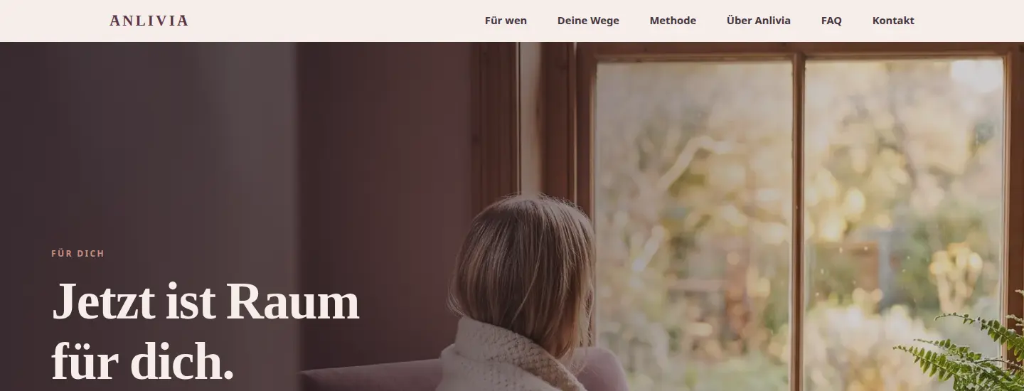 Webseite Anlivia — Coaching für Frauen nach der Pflegezeit